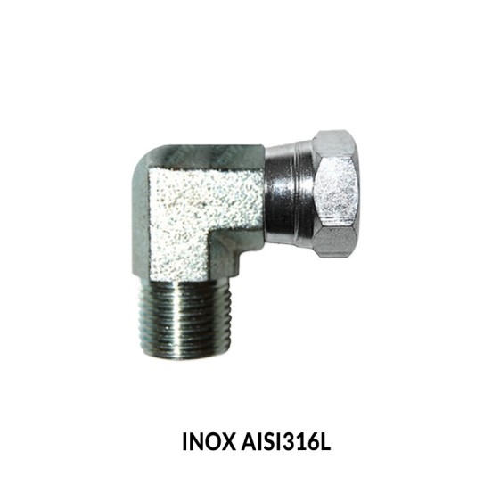 CODO 90º MACHO-HEMBRA GIRATORIA BSP (60º) INOX AISI 316L CODO 90º MACHO-HEMBRA GIRATORIA BSP (60º) INOX AISI 316L