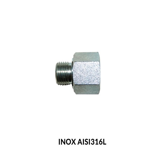 REDUCTOR MACHO - HEMBRA FIJA BSP (60º) INOX AISI 316L