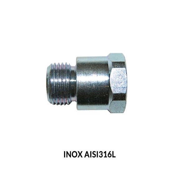 PROLONGADOR MACHO-HEMBRA FIJA BSP (60º) INOX AISI 316L