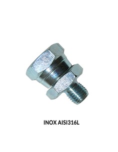 REDUCTOR MACHO - HEMBRA GIRATORIA BSP (60º) INOX AISI 316L